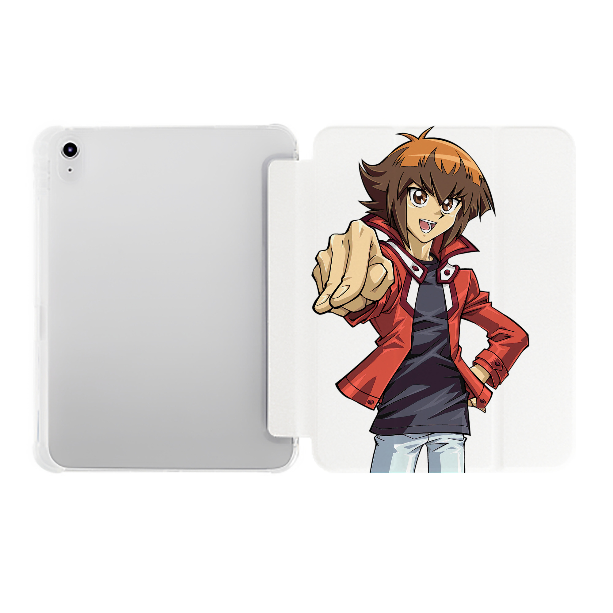 （画像用） 遊☆戯☆王 Yu-Gi-Oh! IPad ケース ペン収納付き 三つ折りスタンド PUレザー×シリコン 対応機種9.5/10.5/10.9インチ
